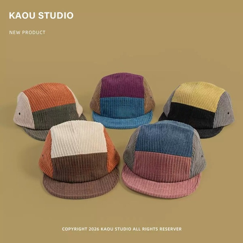 Men Women Color Block Corduroy - đánh giá và giá Corduroy Cap 5 Panel