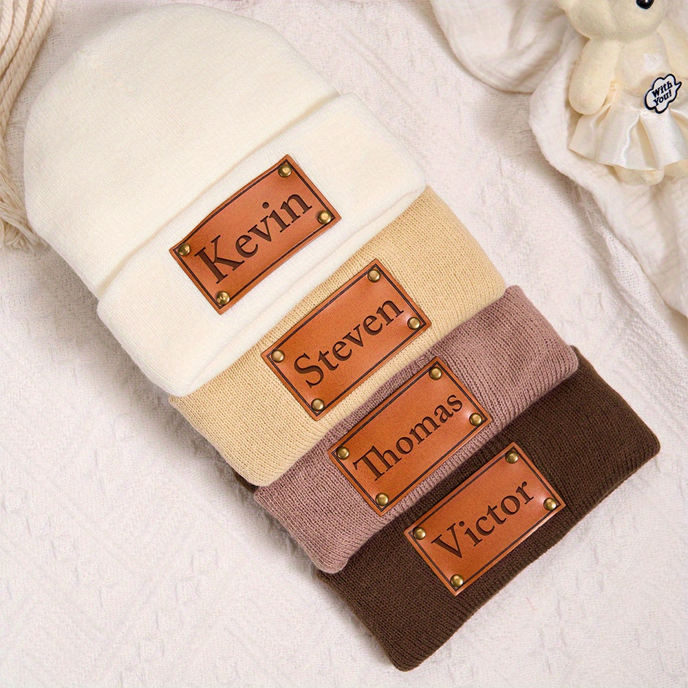 Custom Leather Patch Beanie Cu - đánh giá và giá Beanie Cuffed Knit